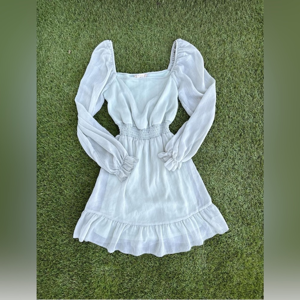 Altard state Elegant Light Green Dress with Sheer Sleeves